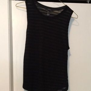 Black striped high neck tank